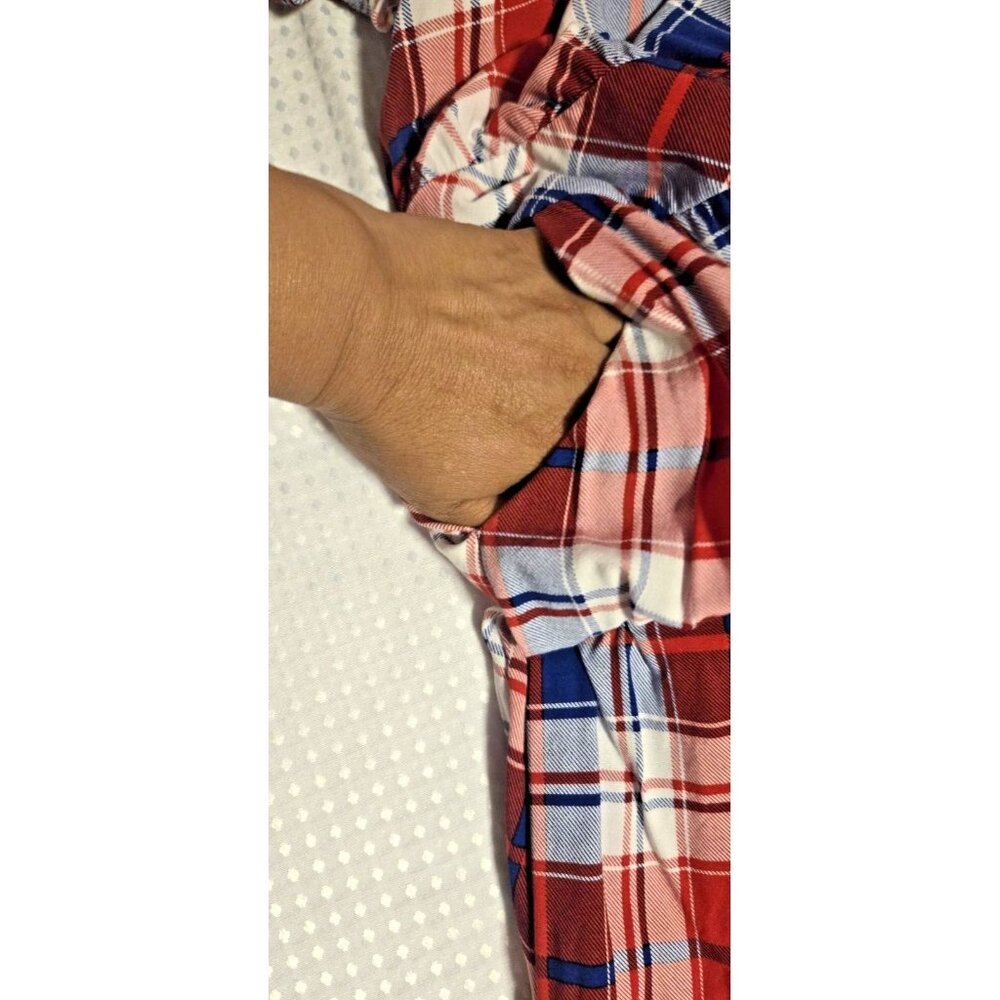 Torrid Puff Sleeve Tiered Challis Plaid Red White & Blue Prairie Maxi Dress 1X - Picture 11 of 16